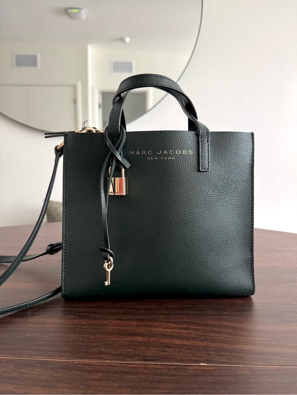 Marc Jacobs Green Pebbled Leather Satchel with Gold Hardware